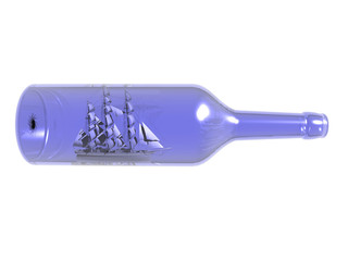 Gläserne Flasche mit Segelschiff