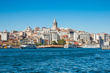 Beautiful view of the Golden Horn and the Galata Tower, Istanbul, Turkey