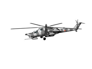 Fototapeta na wymiar Militärischer Hubschrauber mit Bordkanone