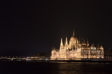 View of Budapest parliament at night