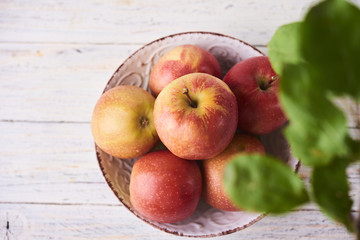 Fresh Juicy Ripe red apples in bowl