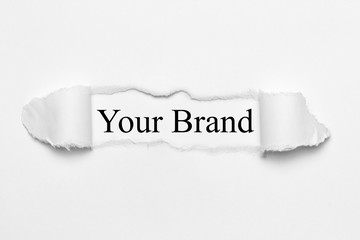 Your Brand on white torn paper