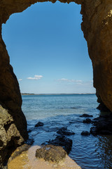 Fototapeta premium Rocks And Ocean Landscape In Lagos, Algarve Of Portugal
