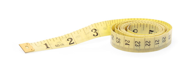 Measuring tape of the tailor for design isolated on white background
