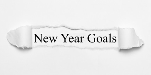 New Year Goals on white torn paper