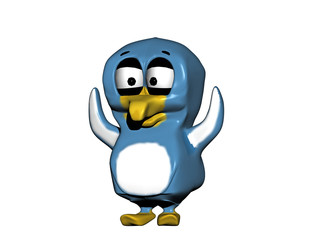 Blauer Cartoon Pinguin 