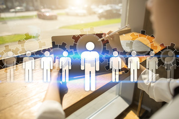 Human resource management, HR, recruitment, leadership and teambuilding. Business and technology concept.