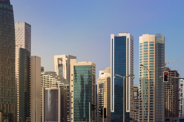 Fototapeta na wymiar Middle Eastern City Skyline Construction High Rises Sunny