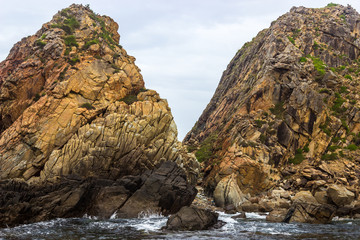 Rocky Beach Landscape Ocean Jagged Dark Overcast
