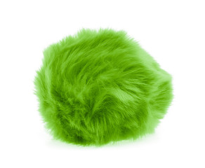 Green Fur ball isolated on white background