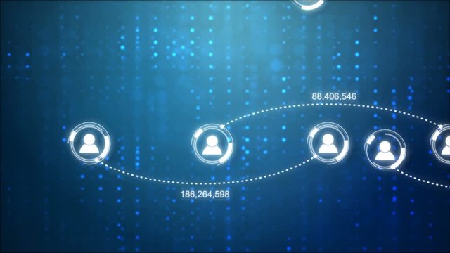 Circle shape people icon and connection line for social network cyber futuristic technology concept with dark and grain processed