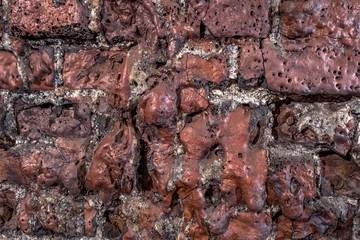 Molten brick background. Close up.