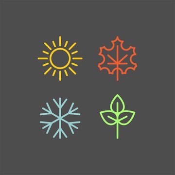 Seasons flat vector icons	