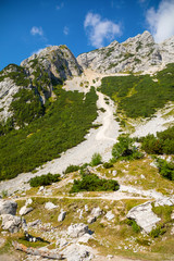 Mountain view from Vrsiska cesta or Vrsiska road in Slovenia