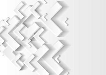 Grey and white tech paper arrows abstract background