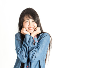 Beautiful Attractive Asian young woman smile feeling so happiness and cheerful,Isolated on white background