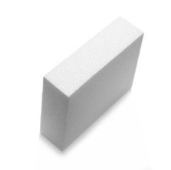 Styrofoam cube isolated on white background, with clipping path