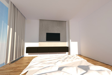 3d rendering, light bedroom