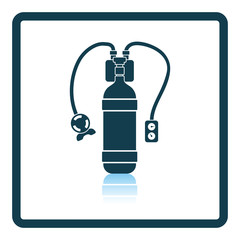 Icon of scuba on gray background, round shadow