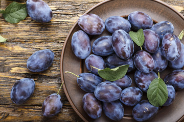 ripe plums top view