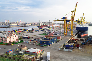 View of the sea port of St. Petersburg