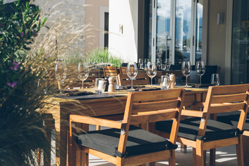 empty cafe outside. sunshine. summer time