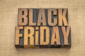 Black Friday banner in wood type
