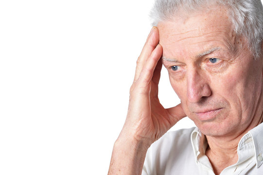 Sad Senior Man In Casual Clothing  Posing