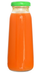 Baby bottle with carrot juice isolated