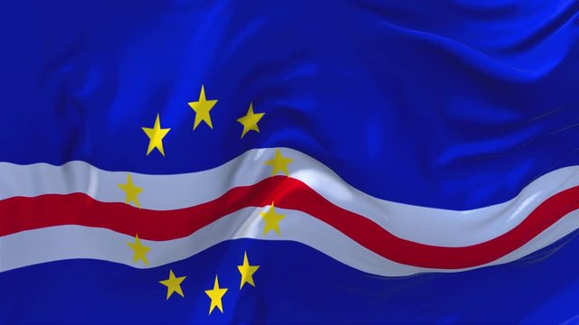 163. Cape Verde Flag Waving in Wind Slow Motion Animation . 4K Realistic Fabric Texture Flag Smooth Blowing on a windy day Continuous Seamless Loop Background.