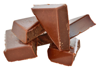 Cubes of chocolate isolated