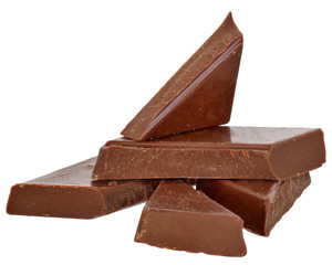 Cubes of chocolate isolated