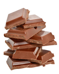 Cubes of chocolate isolated