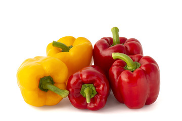 Sweet ripe Bulgarian red and yellow peppers