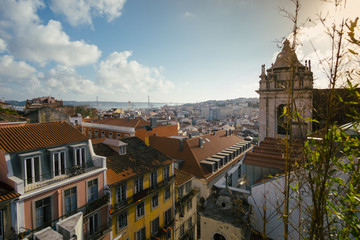 ﻿Bairro Alto from a Parking Rooftop, Lisbon, Portugal 