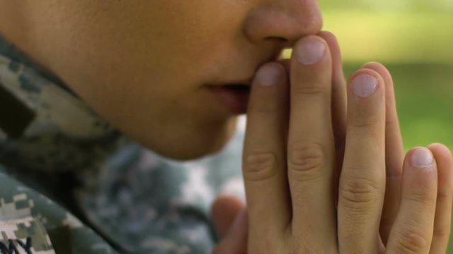 Military came on vacation, praying asking God to help win and survive, faith