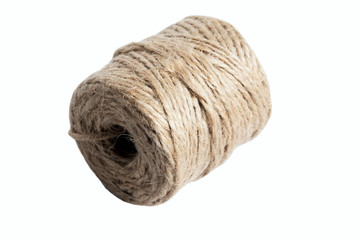 roll of coil rope on isolated white background