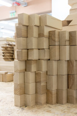 Wooden bars in the carpentry shop for furniture production