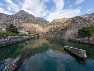 Fototapeta na wymiar Medievel stone build port town in Montenegro.