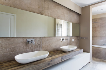 Naklejka na ściany i meble Modern bathroom with double sink