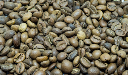 Coffee beans closeup background