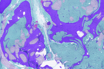 Colorful marble ink paper textures on white background. Chaotic abstract organic design. 