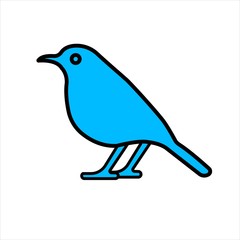 Flat icon blue bird isolated on white background. Vector illustration.