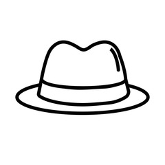 Line icon spy hat isolated on white background. Vector illustration. Mafia hat.