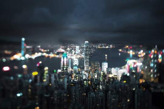  Hong Kong from Victoria peak, ltilt shift photo