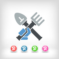Shovel and rake icon