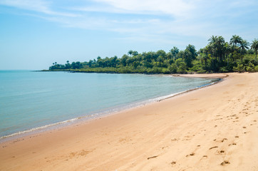 Beautiful deserted tropical beach on Bubaque island, Bijagos archipelago, Guinea Bissau, West Africa