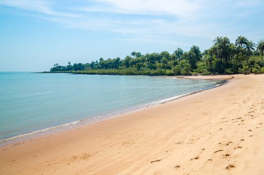 Beautiful deserted tropical beach on Bubaque island, Bijagos archipelago, Guinea Bissau, West Africa