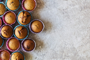 Homemade muffins with chocolate chips