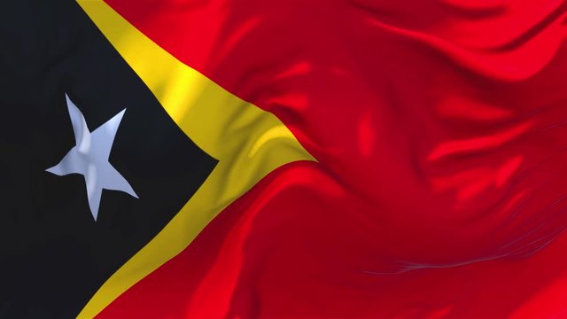 170. East Timor Flag Waving in Wind Slow Motion Animation . 4K Realistic Fabric Texture Flag Smooth Blowing on a windy day Continuous Seamless Loop Background.